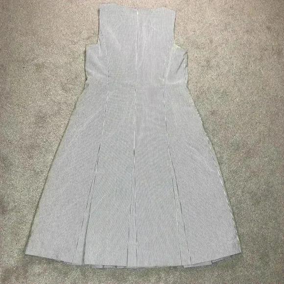 J Crew Womens Striped Round Neck Pleated Sleeveless Fit Flare Dress Size 14 Tall - Picture 10 of 10